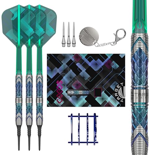 Target Japan Kaze Series Ceros Soft Darts with K-Flex, 18g/19g (01/02/03) | 90% Tungsten Dart Set, K-Flex Flights and Shafts, 2BA Pixel Points, Steelpoint Conversion Points, Storage Case - style: Barrel 03 (19G)
