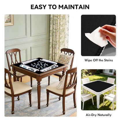 Black Mahjong Mat - Non-Slip Noise Reduction Gaming Mat 31.5''x 31.5'', Mahjong Table Cover with Black Carrying Bag for Mahjong, Poker, Card Games, Dominoes, Board Games, Slip Resistant Mat - color: Black