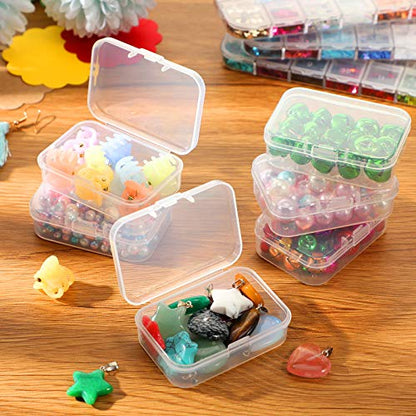 SATINIOR 24 Packs Small Clear Plastic Beads Storage Containers Box with Hinged Lid for Storage of Small Items, Crafts, Jewelry, Hardware(2.5 x 1.7 x 0.8 Inches) - size: 2.5 x 1.7 x 0.8 in