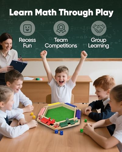 Original Classic 2-6 Player Shut The Box Game, Math Dice Board Game for Family Night Classroom Travel, Wooden Classic Table for Group Kid Adult Senior Camp Party Bar Easy Quick and Fun - size: 6P
