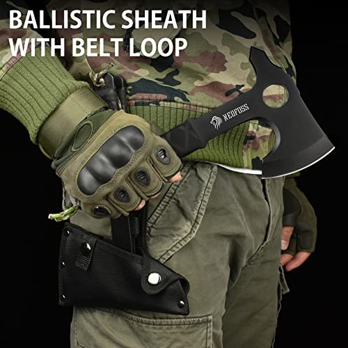 NedFoss Throwing Axe Set, 10.2'' Full Tang Throwing Hatchet with Sheath, Updated TPR Rubber Wrapped Handle, Perfect for Competition and Recreation