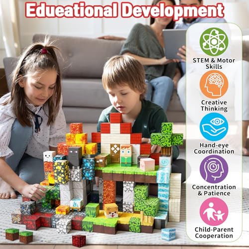 Intoypad 300PCS Magnetic Blocks for Kids, 0.8in Magnetic Building Block Toys for Boys Girls Age 3 4 5 6 7 8 9 10 Magnet Cubes Game Magnetic Tiles STEM Toys Christmas Birthday Gifts for Kids Toddlers - style: 300Pcs