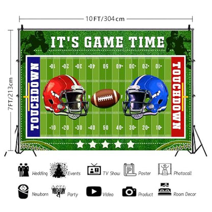 Football Field Backdrop Football Stadium Green Lawn Photography Background Rugby Ball Sports Themed Decor Banner Touchdown Sport Party Supplies for Birthday Baby Shower 10x7ft FULC06 - size: 10x7ft