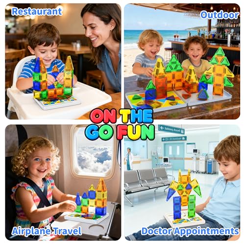 Mini Magnetic Tiles Travel Set with Case 42pcs, Bonus Sudoku Play, Mini Magnetic Blocks, Portable Travel Toy for Kids, STEM Educational Sensory Toys, Classroom Must Have - style: SUDOKU-42pcs
