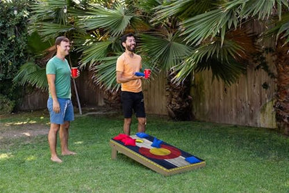 State Flag Solid Wood Regulation Cornhole Set 4 Feet x 2 Feet Includes Set of 8 Bags and Carrying Case with Optional LED Lights and Lamination - style: Michigan