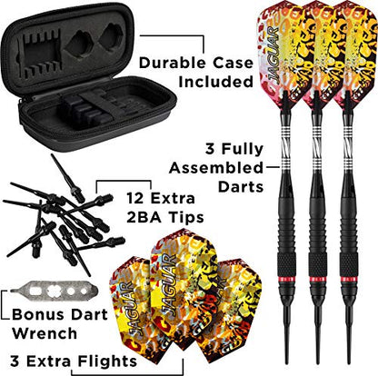 Viper Jaguar 80% Tungsten Soft Tip Dart Set with Case, 18 Grams - style: Fine Knurling