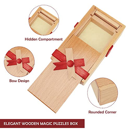 EEOCWF Puzzle Box with Hidden Compartment, Challenging Wooden Magic Trick Lock Boxes for Adults, Brain Teaser Game Mystery Surprise Secret Box for Valentines Christmas Party Favors