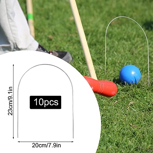 FMOACEN 10 PCS Croquet Wickets Replacement Croquet Metal Croquet Hoops Arched Wickets Rplacement Galvanized for Family Lawn Backyard Outdoor Game 9 * 7.8inch