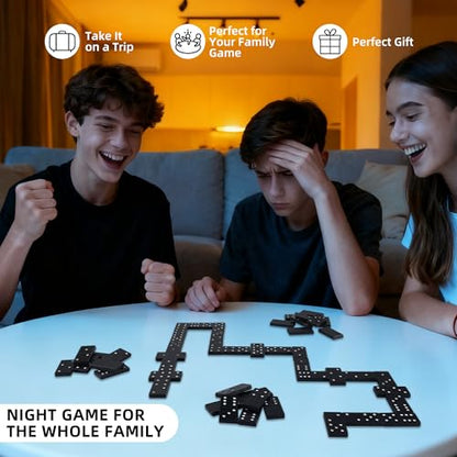 Offelec Dominos Set for Adults – 140pcs Dominoes Set - Classic Board Games, Double 6 Dominoes Family Games for Adults - Double Six Standard Dominos Set 5 * 28 Tiles, Travel-Friendly Domino Set - color: 5 Packs Double 6 Domino