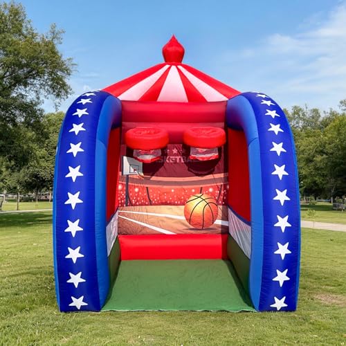 Inflatable Carnival Games — 6.5×6.5×9FT, Built-in Blower, Quick-Inflate — Basketball Hoop (Quick-Inflate Indoor & Outdoor Basketball Game for Backyard Parties, Team Challenges & Event Fun) - style: Basketball Hoop