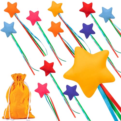12PCS Star Bean Bags Toss for Kids, Nylon Cornhole Bean Bags for Tossing with 1 Carry Bag, Colorful Bean Bag with Ribbons for Cornhole Toss Game Set, Party, Carnival Game, Outdoor Toy Supplies - color: 12pcs Star Bean Bags