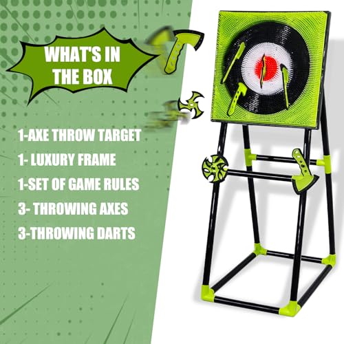 Luxury Frame Axe Throwing Game for Backyard, Throwing Axe Set Equipped with 3 Target Axes and 3 Throwing Boomerangs, Suitable for Indoor and Outdoor Games