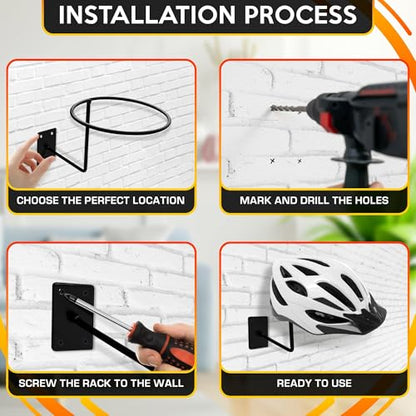 9 Pcs Basketball Holder Wall Mount - Black Metal Sports Ball Storage Rack and Ball Display for Basketball, Football, Soccer, Volleyball, Helmet and Hat - Space-Saving Wall Organizer for Home and Gym