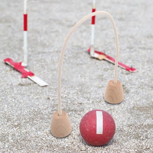 5pcs Cotton Rope Croquet Wickets with Wood Base Set, Outdoor Backyard Croquet Game Gates for Family Lawn Sports and Garden Activities