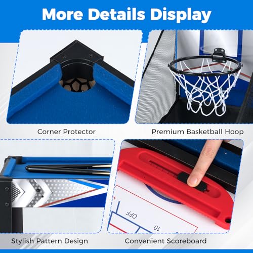GYMAX Multi Game Table, 6 in 1 Combo Game Table with Basketball, Air Hockey, Pool Table, Ping Pong, Shuffleboard and Bowling, Game Tables for Game Room, Home, Family
