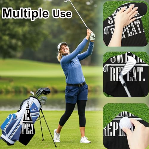 Swing Swear Repeat Funny Golf Towel, Microfiber Black Golf Towel with Clip, Perfect Retirement Birthday Gifts for Men Women Golfers Grandpa Dad Wife Mom Husband, Golfer Accessories Gifts, 16x24 Inch - color: Swing Swear Repeat Black Golf
