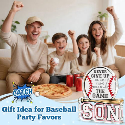 Baseball Gifts for Son from Mom Dad, Fathers Day Birthday Graduation New Job Gifts for Him Teen Boys Adults Son in Law Bonus Step, Acrylic Baseball Desk Plaque Sign to My Best Son Birthday Present