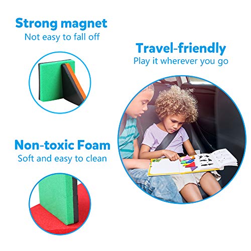Vanmor Travel Tangram Puzzle - 3 Sets of Magnetic Tangram with 240 Solution - Montessori Shape Pattern Blocks Jigsaw Road Trip Games IQ Book Educational Toy Brain Teaser Gift for Kids Adults Challenge - style: 240 Solution