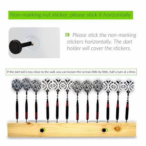 DIMBOI Wood Dart Holder Wall Mount Displays 4 Sets for A Total of 12 Steel/Soft Tip Darts,with Darts Throw Line Marker