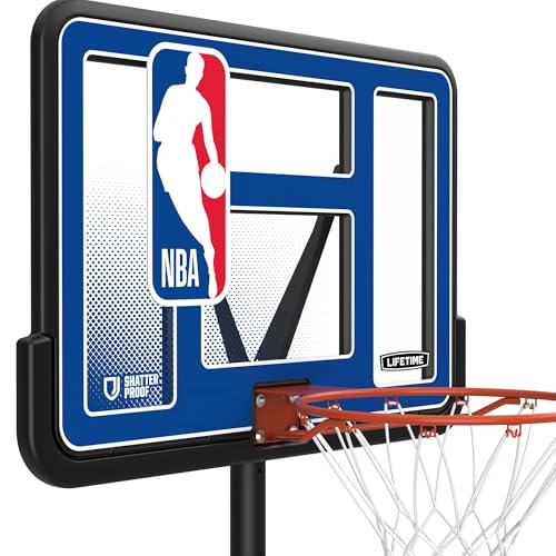Lifetime NBA League Edition Portable Basketball Hoop, Adjustable Height 7.5-10 Ft, 44 Inch Shatterproof Fusion Backboard, Base with Wheels - color: All NBA