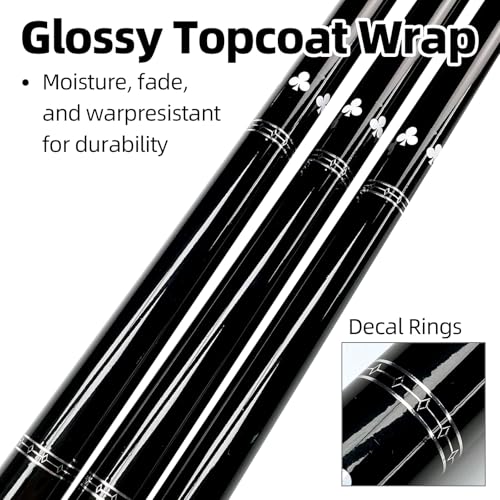 57 Inch Pool Cue Stick - 13mm Fiber Ferrule Tip, Maple Birch Wood Billiard Cue with Chalk & Glove | Explosion-Proof Joint for Home, Bar, Billiard Hall - style: Set of 2 Fiberglass Pool Cue with plum blossom pattern