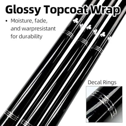 57 Inch Pool Cue Stick - 13mm Fiber Ferrule Tip, Maple Birch Wood Billiard Cue with Chalk & Glove | Explosion-Proof Joint for Home, Bar, Billiard Hall - style: Set of 2 Fiberglass Pool Cue with plum blossom pattern