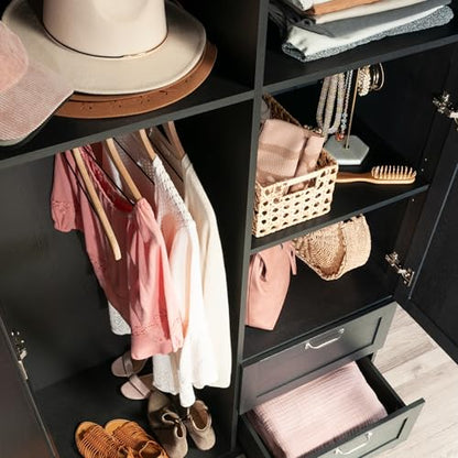 Sauder Miscellaneous Storage Armoire with Drawers, Raven Oak Finish - color: Raven Oak Finish