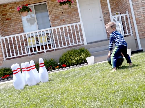 HearthSong Giant Indoor/Outdoor Inflatable Bowling Game for Kids' with Six 18" H Pins and 12.5" Diameter Ball