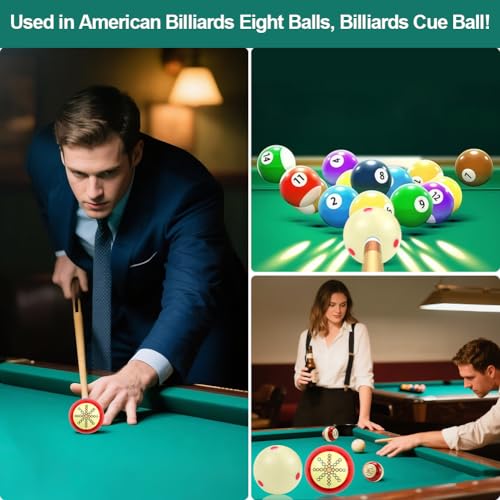 2 PCS Billiards Cue Ball 2-1/4" Pool Cue Practice Training Artifact with Three Finger Billiard Gloves 2 Ball Bag 6 Pool Table Marker Dots for Billiard Table Accessory