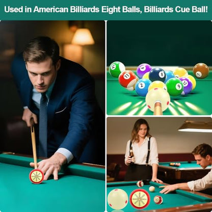 2 PCS Billiards Cue Ball 2-1/4" Pool Cue Practice Training Artifact with Three Finger Billiard Gloves 2 Ball Bag 6 Pool Table Marker Dots for Billiard Table Accessory