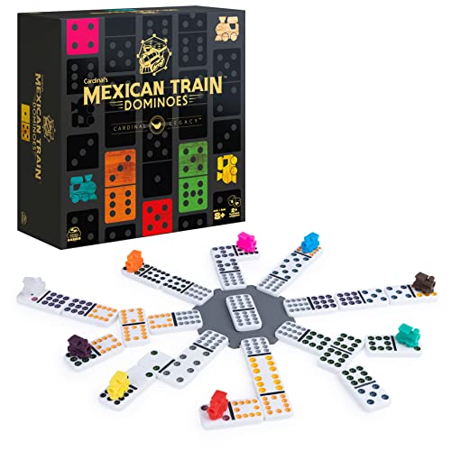 Spin Master Games Legacy Deluxe Mexican Train Dominoes, Classic Original Board Game Set Double-12 Dominoes with Sturdy Wood Case, for Kids and Adults Aged 8 and up - color: Mexican Train Dominoes