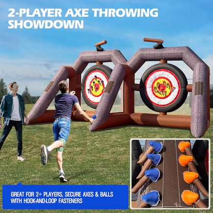 OZIS Inflatable Axe Throwing Game ，Inflatable Ball Toss Target Dart Board for Backyard School Team Birthday Party Events Outdoor Indoor - size: Double Target