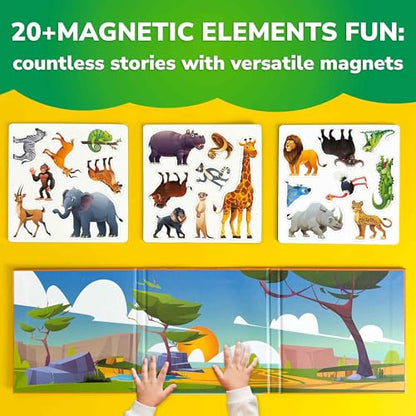 QUOKKA Travel Magnetic Puzzles for Toddlers 1-3 – 20+Pcs Africa Game with Extra-Long Play Book – Fun Travel Game Toy for Kids Ages 3-5 – Strong Magnets for Car Activities – Fun Toddler Puzzle Ages 2-4 - color: 03. Africa