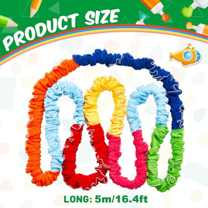 Jecery Cooperative Stretchy Band Carnival Games Elastic Fleece Tug of War Rope Sack Race Bags Legged Race Bands for Stretchy Band Music Activities Field Day Kids Adult Games - size: 16.4 ft
