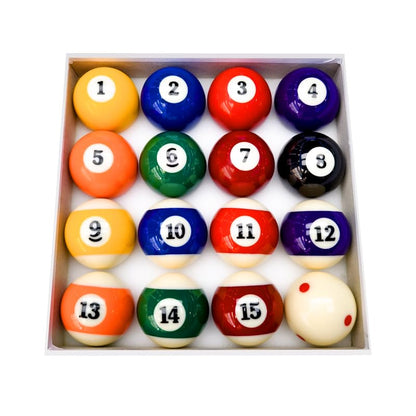 HMQQ Billiard Balls Set, 2-1/4" Regulation Size Pool Table Balls, Complete 16 Resin Pool Ball Set with Cue Ball, Smooth True Roll, Polished Finish for 8-Ball & Home Bar Tables - style: 2-1/4" Billiard Balls