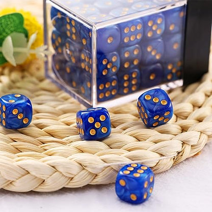 36 of Pack 12MM 6 Sided MINI Dice Set,Pearl Pattern Game Dice Set, 6 Sided Standard Dices for Yahtzee, Bunco or Teaching Math,with Portable Plastic Box(Deep Blue Pearl) - color: Deep Blue Pearl