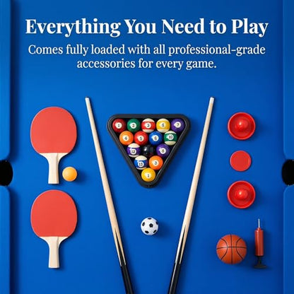 5-in-1 Multi-Game Table - Billiards, Push Hockey, Foosball, Ping Pong, and Basketball, Game Table Combo for Home Game Room Or Entertainment Space, Brown - size: 5-in-1 Multi-Game Table Brown