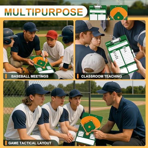Baseball Lineup Board, Double-Sided Clipboard for Coaches, Dry Erase Lineup Boards, 3rd Generation Coaching Clipboard for Baseball, Softball, Portable and Efficient