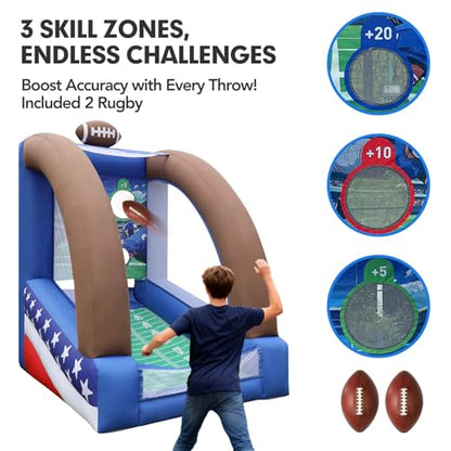 10Ft Inflatable Football Target Toss with Balls, Portable Football Throwing Target for Indoor & Outdoor Sports, Carnivals, Camping, and Family Activities