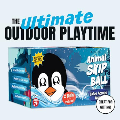 Activ Life The Ultimate Water Skip Balls, Water Bouncing Ball for Swimming Pool, Beach Toys for Friends, Family, Kids and Adults - style: Penguins