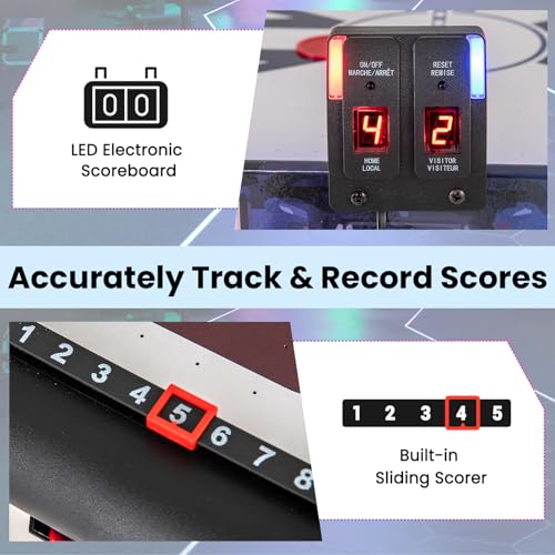 KOTEK 54 Inch Air Hockey Table, Light-Up Table Hockey with Digital Led Scoreboard & Powerful 12V Motor, Hockey Table Game for Game Room, Home & Office, Includes 2 Pucks & 2 Pushers