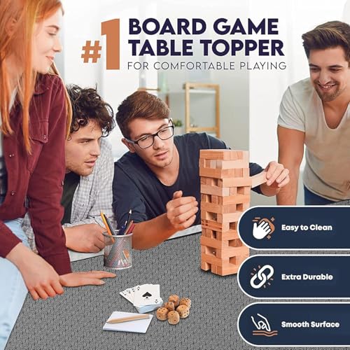 Board Game Mat 42 x 66 Inches, Table Cover for Mahjong, Poker, Playing Cards, Tile Games, Dominoes, and RPG - Neoprene Gaming Playmat, Water Resistant Tabletop with Carrying Bag - Black - color: Black, size: Rectangle 42 x 66 inches