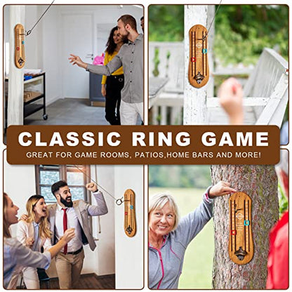 Hook and Ring Games with Bottle Opener, Ring Toss Game for Adults, Ring Toss Game for Indoor and Outdoor Use, Gifts for Men(Wood)