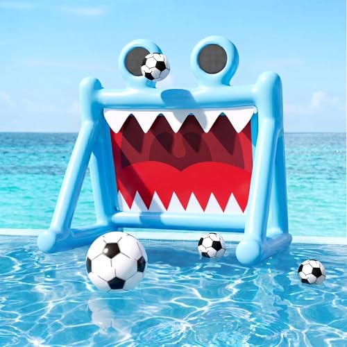 Funscape Kids Soccer Pool Toy, Inflatable Soccer Goal w/Balls, 2-in-1 Kick & Toss Water Pool Game, Outdoor Sport Backyard Game, Summer Beach Yard Party Gift for 3 4 5 6 7 8 Year Old Toddler Boy Girl - style: Monster Mouth