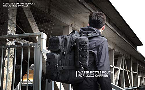 Water Bottle Pouch Molle Tactical Holder Storage Bag for 32oz Carrier - color: Black - 2PCS