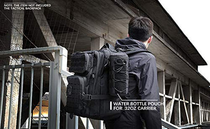 Water Bottle Pouch Molle Tactical Holder Storage Bag for 32oz Carrier - color: Black - 2PCS