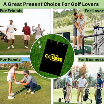 May The Course Be with You Microfiber Golf Towel with Clip, Funny Golf Accessories Gifts for Men Women Golfers Grandpa Dad, Birthday Retirement Gifts for GolfFans Golfs Lover, 16x24 Inch - color: May the Course Be With You