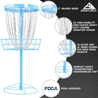 Axiom Discs Pro 24-Chain Disc Golf Basket - color: Light Blue