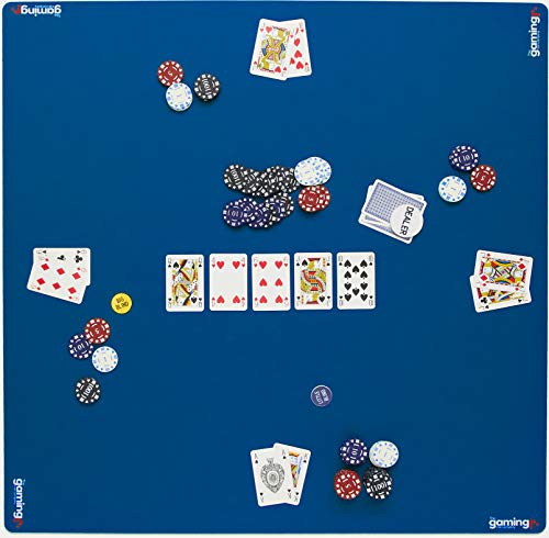 The Gaming Mat Company Poker, Dominoes, Bridge & Mahjong Table Mat - Blue 33" x 33" Premium Gaming Mat- Cards Playmat- Card Gaming Mat Table Top Cover Topper Card Game Mat Square Mahjong Table Cover - color: Blue