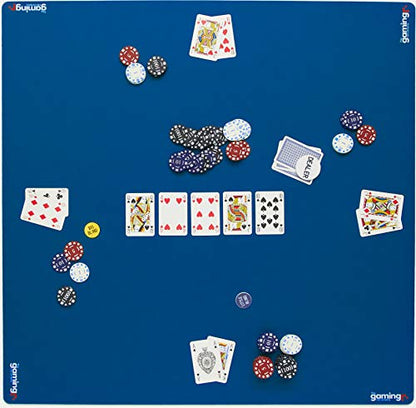 The Gaming Mat Company Poker, Dominoes, Bridge & Mahjong Table Mat - Blue 33" x 33" Premium Gaming Mat- Cards Playmat- Card Gaming Mat Table Top Cover Topper Card Game Mat Square Mahjong Table Cover - color: Blue